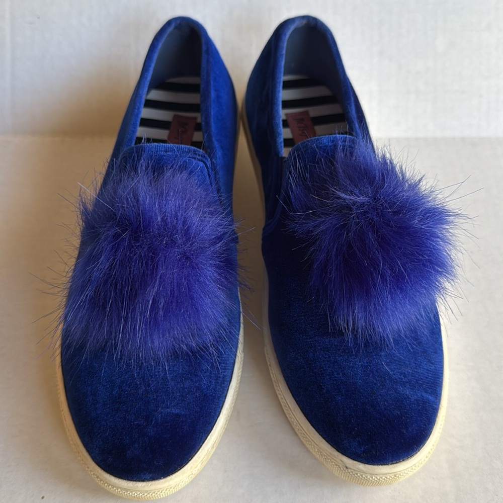 Betsey Johnson Royal Blue Velvet Slip-On Sneakers